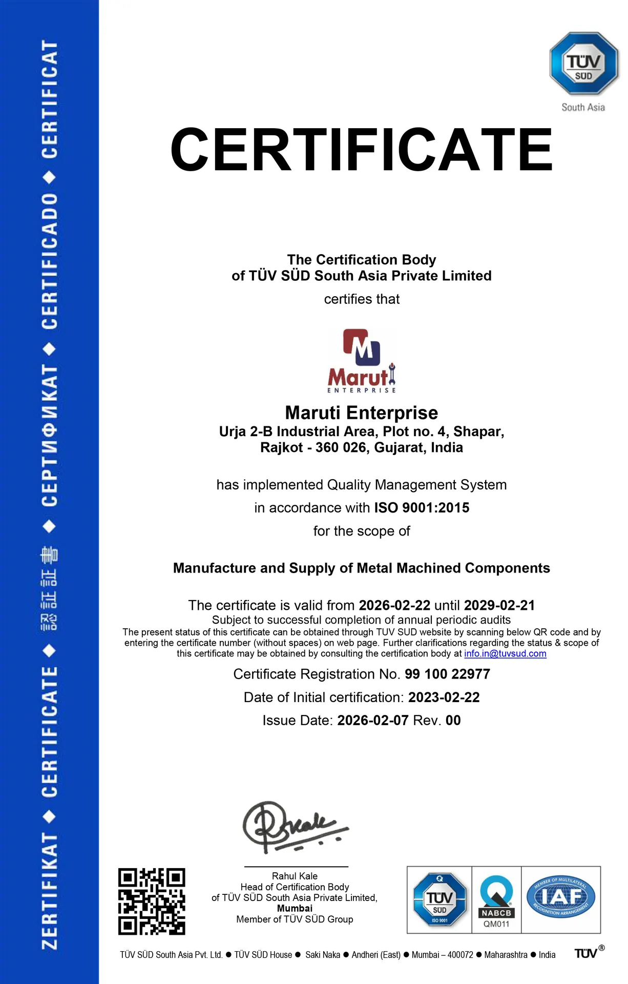 ISO 9001:2015 certification